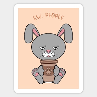 Ew people, cute cat drinking coffee Magnet